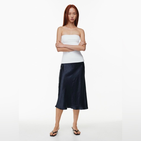 Babaton High Rise Satin Slip Mini Skirt, Size 8 - Admiral/Navy Blue - Picture 2 of 9